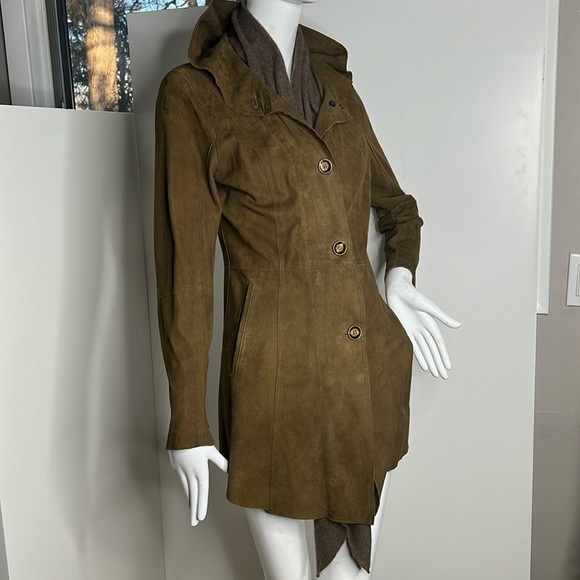 Roncarati Sz 40 Italian Suede Angora Front Button Trench Jacket - Picture 2 of 16